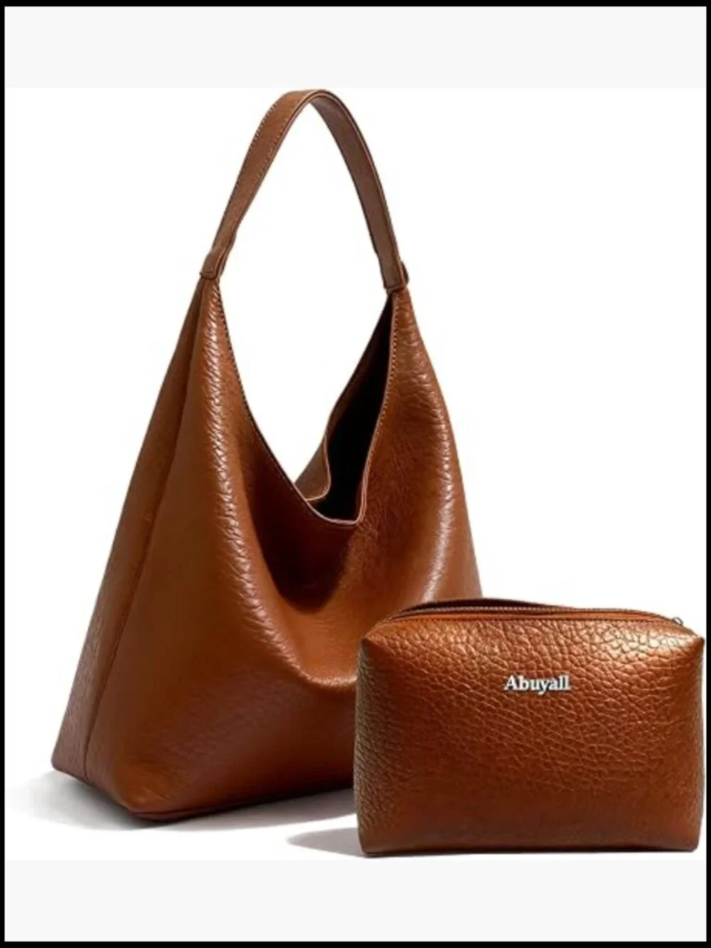 Large Foldable Vegan Leather Slouchy Hobo Shoulder Purse Work Tote
